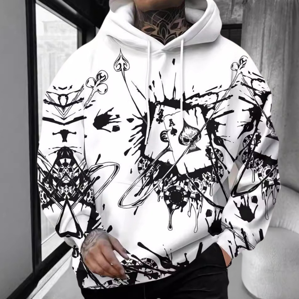 MATEO - Sudadera con capucha y estampado gráfico para hombre