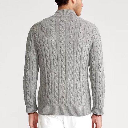 Jersey de hombre con cremallera parcial y dibujo trenzado – ENZARO