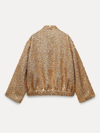 JANAH – Blazer refinado adornado con destellos dorados para mujer