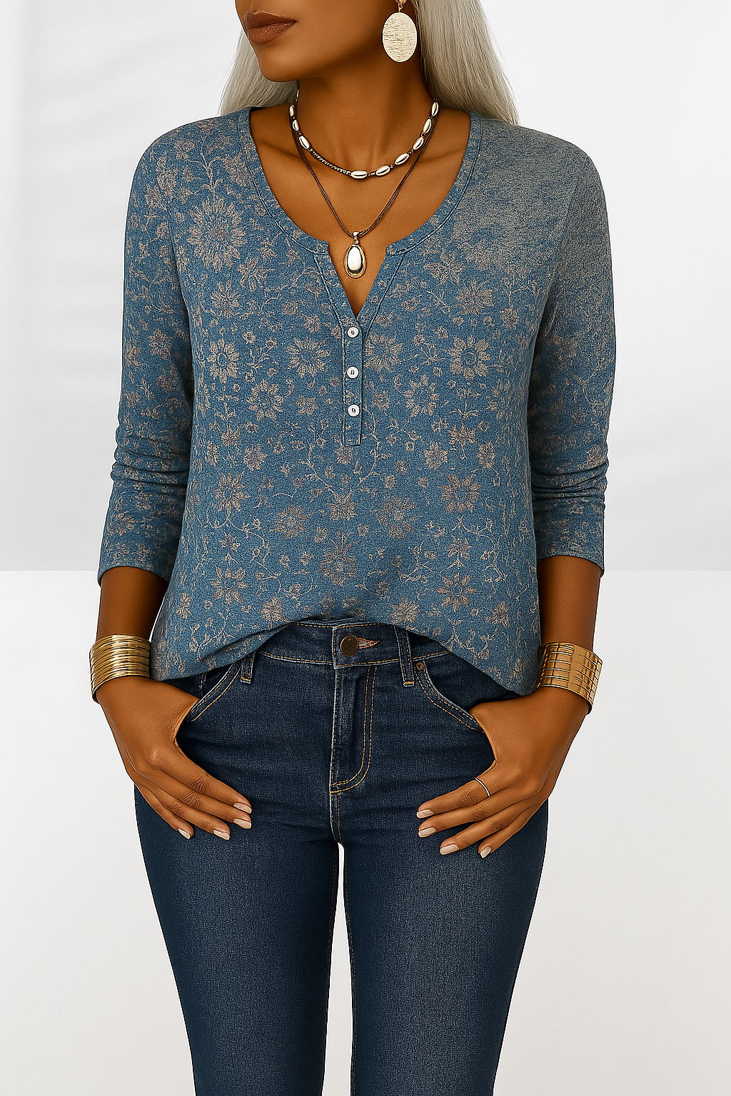 Top de Mujer con Escote en V y Detalle de Nudo en Estilo Oriental – PATRIZIA