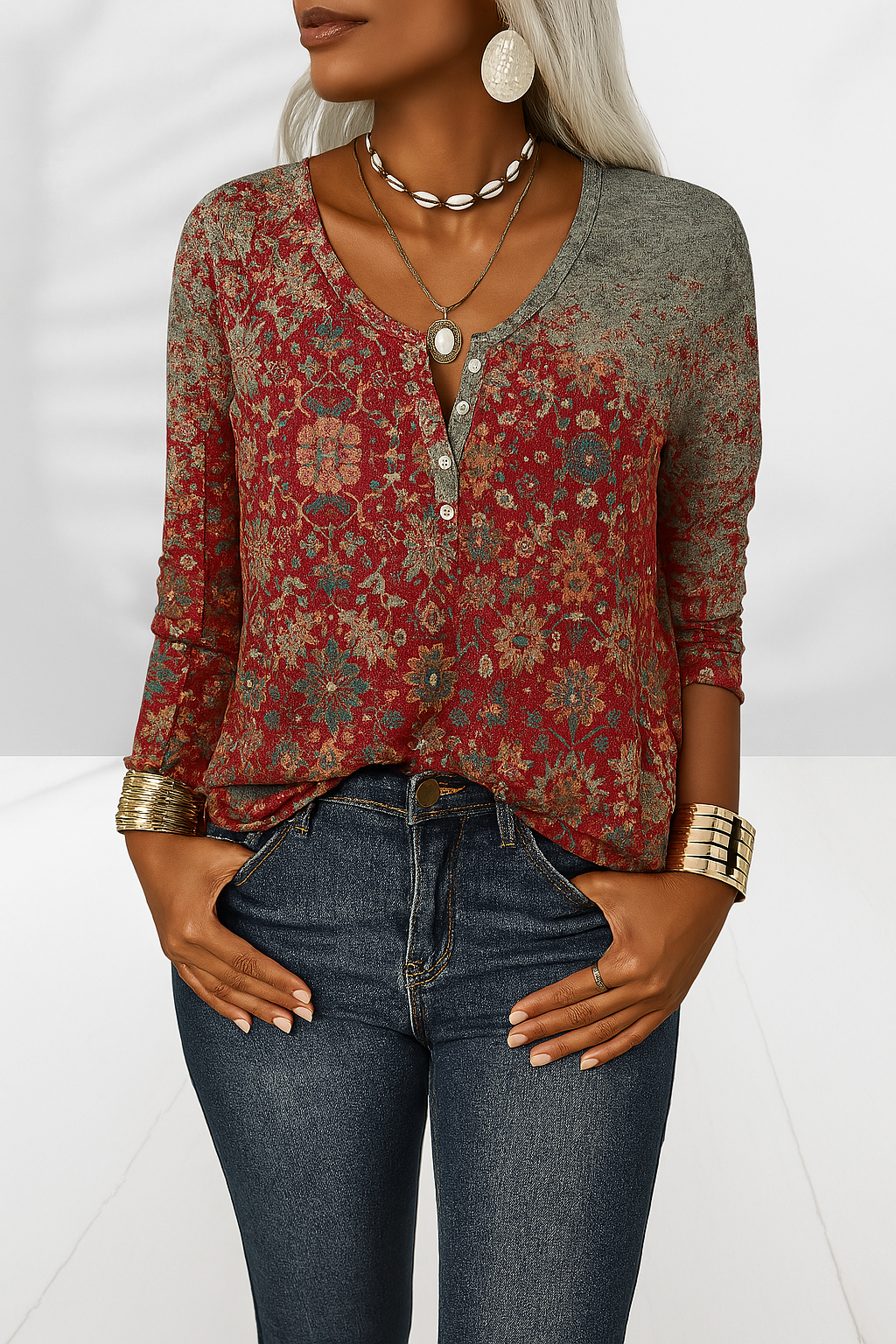 Top de Mujer con Escote en V y Detalle de Nudo en Estilo Oriental – PATRIZIA
