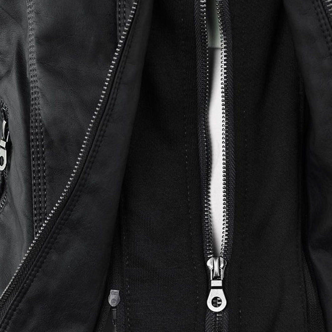 LEIGH – Chaqueta de cuero impermeable para mujer con capucha