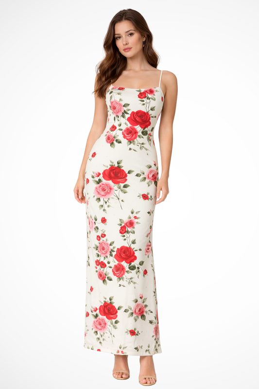 SOLÈNE – Vestido maxi floral con tirantes finos para mujer
