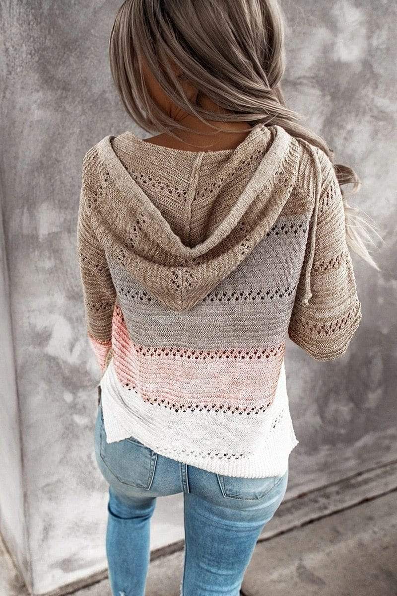 Jersey de mujer a rayas con cuello en pico – VERENIA