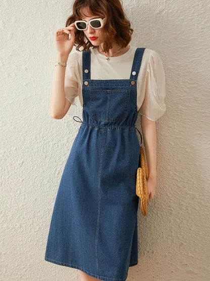 Vestido sin mangas con tirantes rectos y corte A – LEIRE