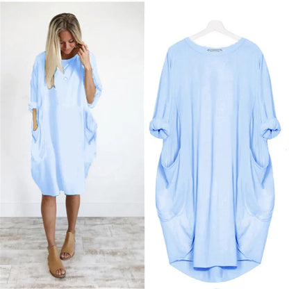 Vestido corto oversize con caída ligera y estilo relajado – NAYLA
