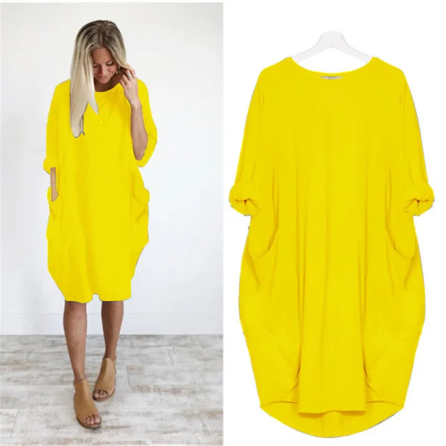 Vestido corto oversize con caída ligera y estilo relajado – NAYLA