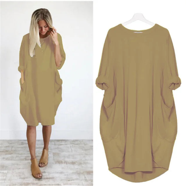 Vestido corto oversize con caída ligera y estilo relajado – NAYLA