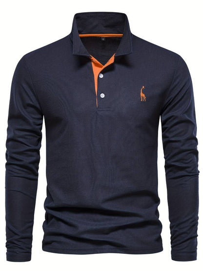 HUGGO - Polo de manga larga con detalles en contraste para hombre