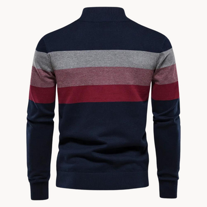 Jersey de hombre con cremallera corta y diseño de rayas – TREVOR