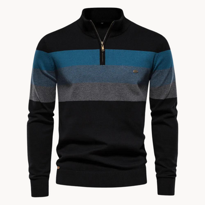 Jersey de hombre con cremallera corta y diseño de rayas – TREVOR