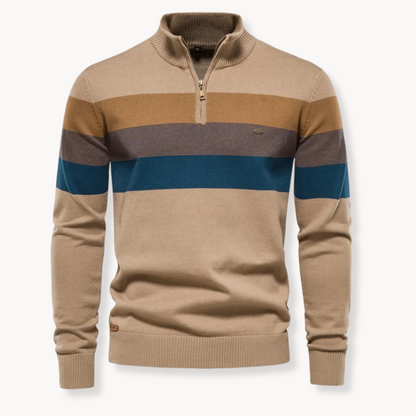 Jersey de hombre con cremallera corta y diseño de rayas – TREVOR
