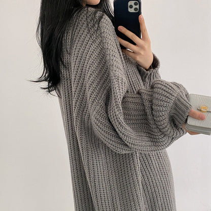 CORAL - Cárdigan largo de punto casual oversize para mujeres