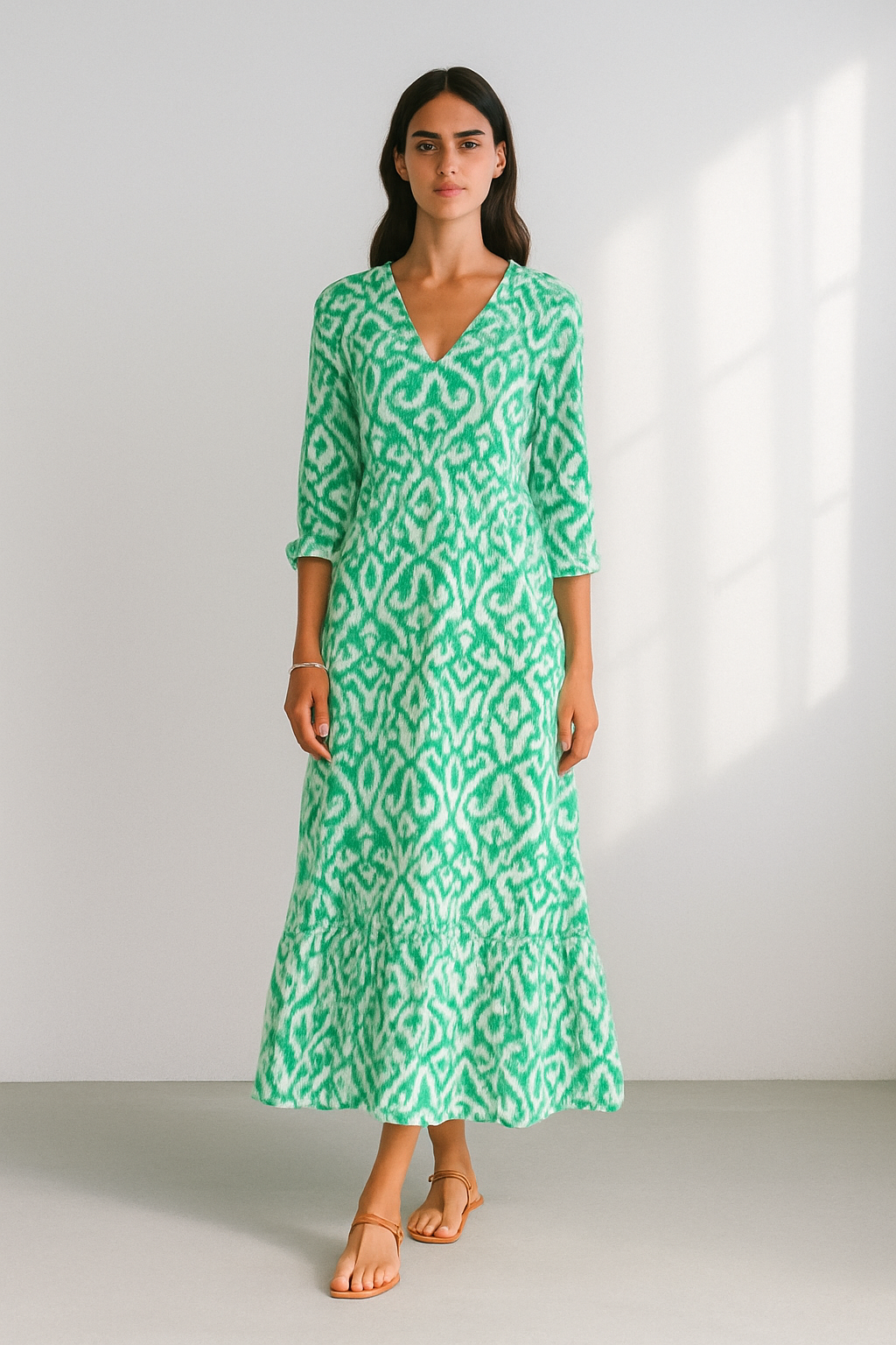 Solara – Vestido de verano con escote en V y mangas semicortas para mujer