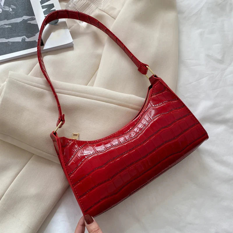 ORABELLA - Bolso de hombro brillante con diseño de piel de cocodrilo para mujeres