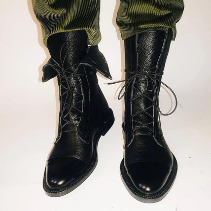 ALMA - Botas de cuero con cordones para mujer