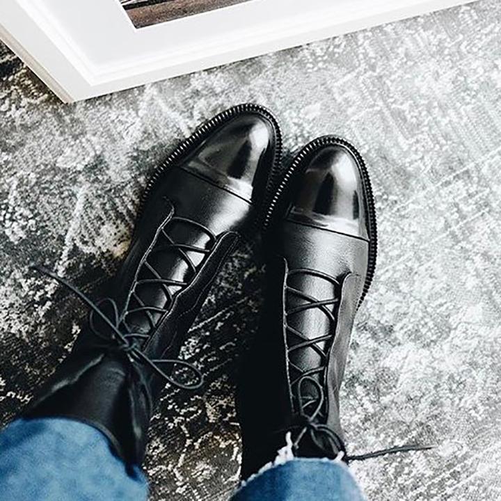 ALMA - Botas de cuero con cordones para mujer