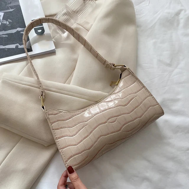 ORABELLA - Bolso de hombro brillante con diseño de piel de cocodrilo para mujeres