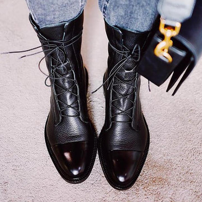 ALMA - Botas de cuero con cordones para mujer