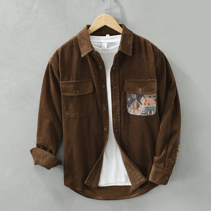 ETHAN - Camisa de pana con cierre de botones para hombre