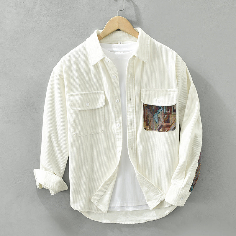ETHAN - Camisa de pana con cierre de botones para hombre