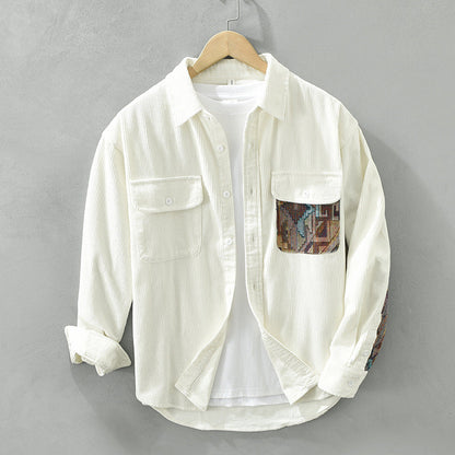 ETHAN - Camisa de pana con cierre de botones para hombre