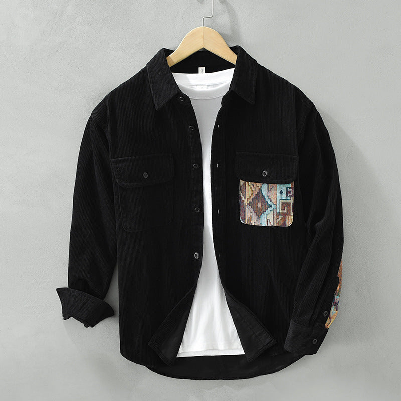 ETHAN - Camisa de pana con cierre de botones para hombre