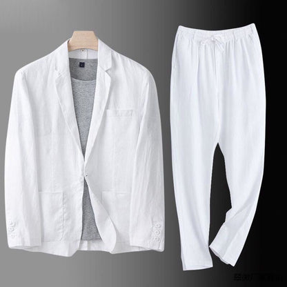 Traje de lino elegante y ligero para hombre con americana y pantalón – LIVIO