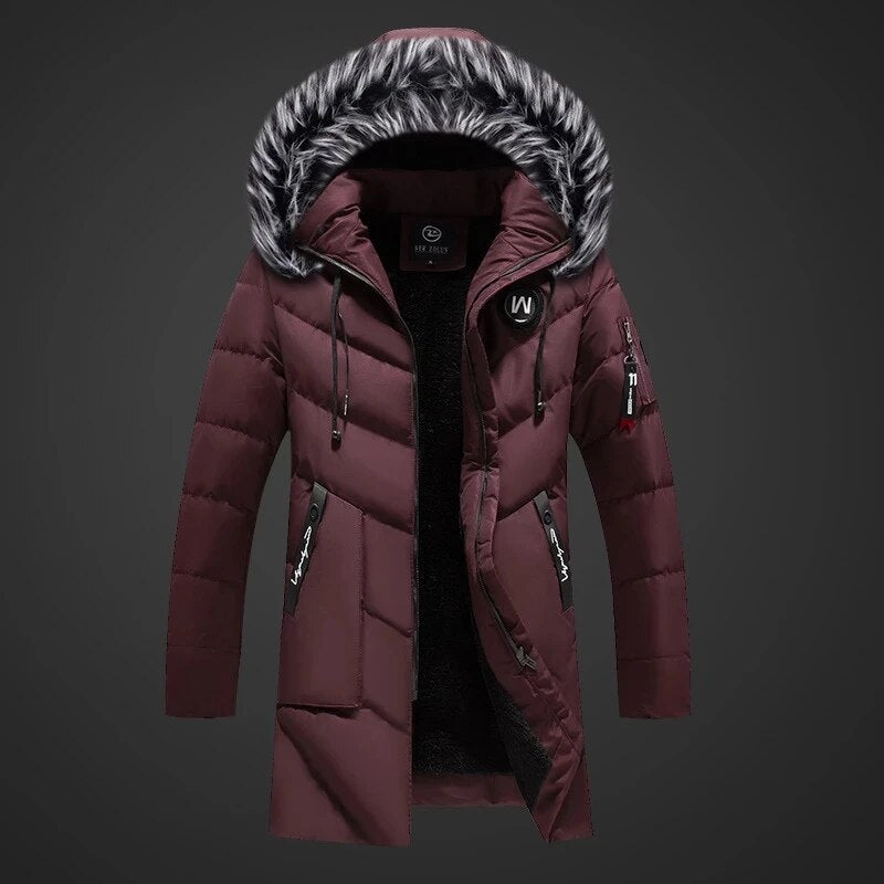 EMILVAN – Abrigo de invierno para hombre con capucha y forro de piel sintética