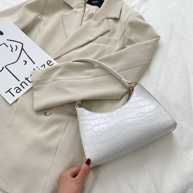 ORABELLA - Bolso de hombro brillante con diseño de piel de cocodrilo para mujeres