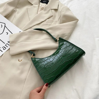 ORABELLA - Bolso de hombro brillante con diseño de piel de cocodrilo para mujeres