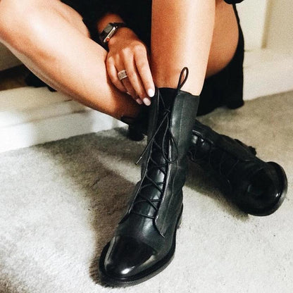 ALMA - Botas de cuero con cordones para mujer