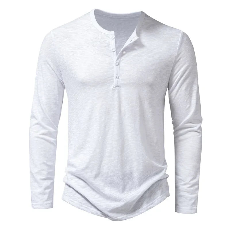 Camiseta de manga larga para hombre con botones en el escote – HENRY