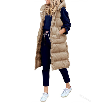 FAYE - Chaleco largo con capucha para mujer
