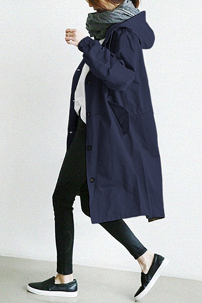 Trench impermeable elegante con capucha para mujer – SOFÍA