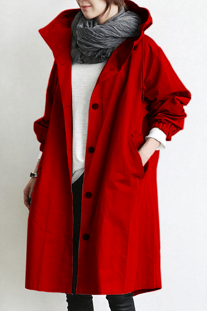 Trench impermeable elegante con capucha para mujer – SOFÍA
