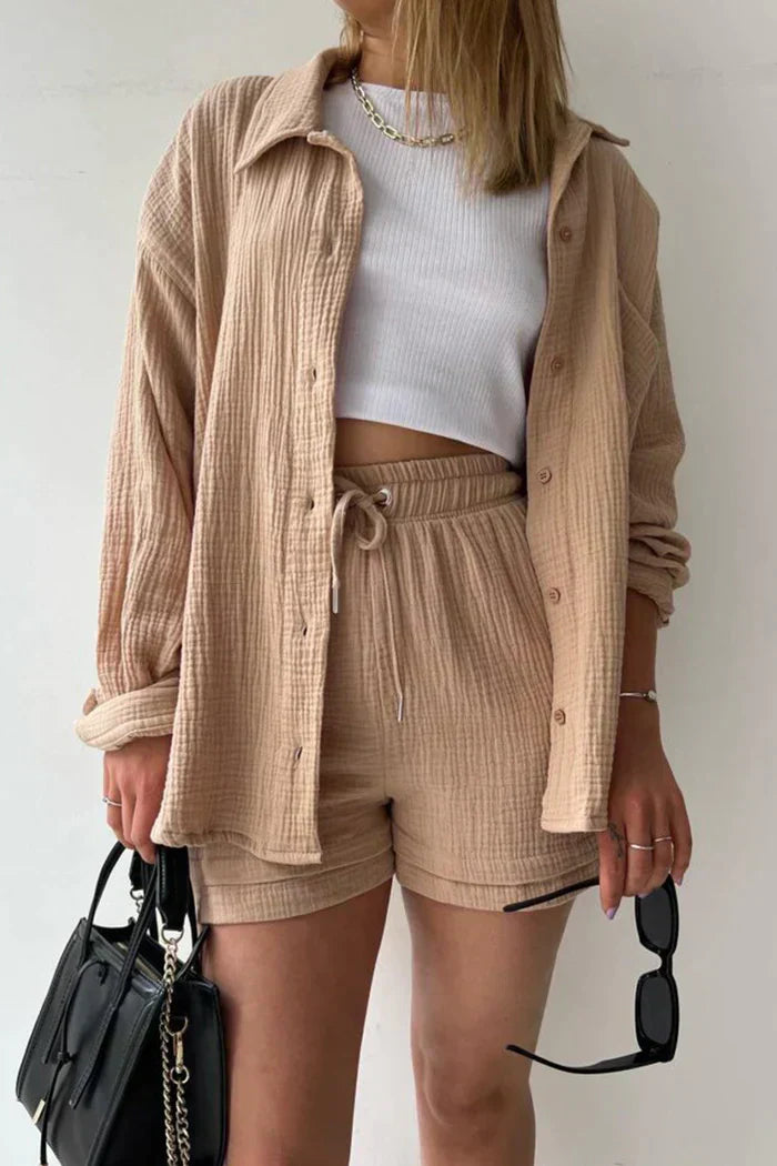 Conjunto casual de dos piezas para mujer con top y pantalón – FÉIA