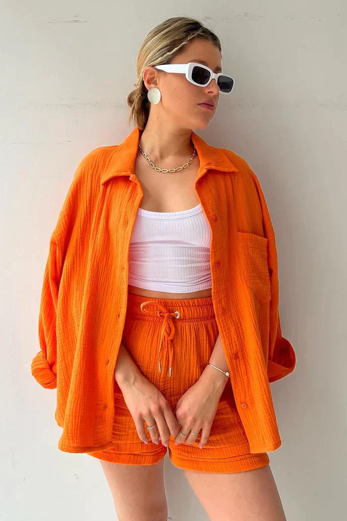 Conjunto casual de dos piezas para mujer con top y pantalón – FÉIA