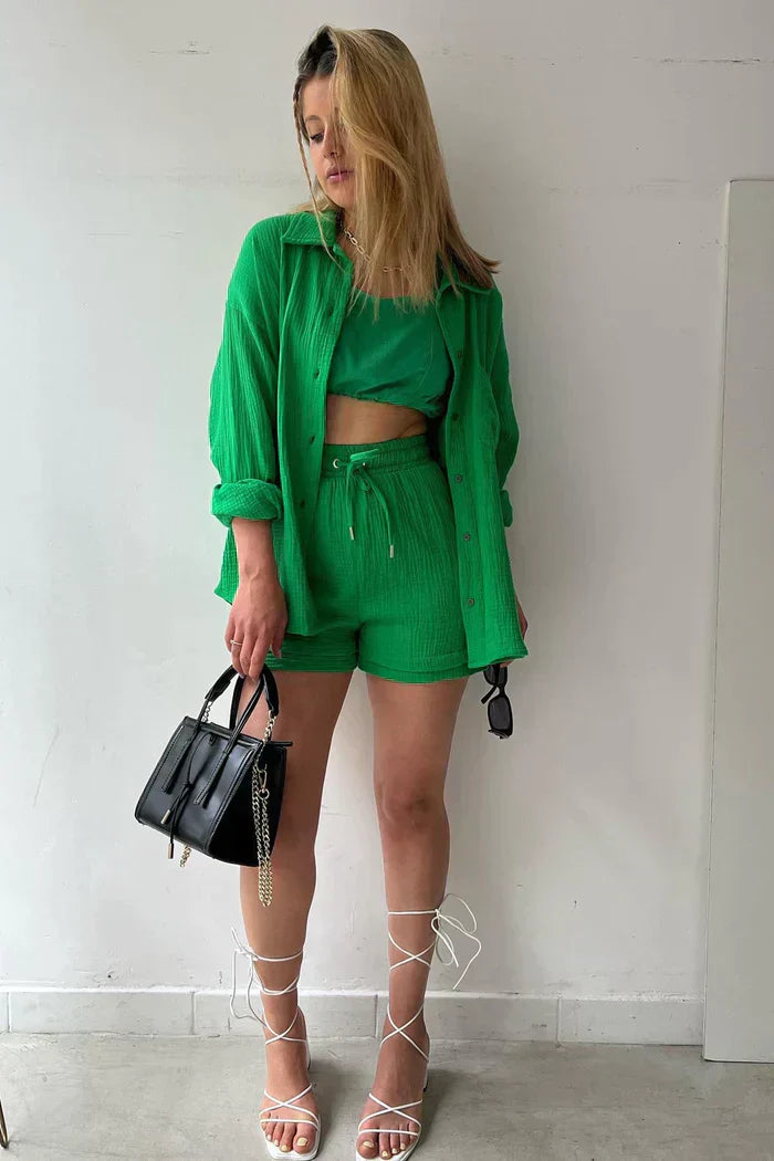 Conjunto casual de dos piezas para mujer con top y pantalón – FÉIA