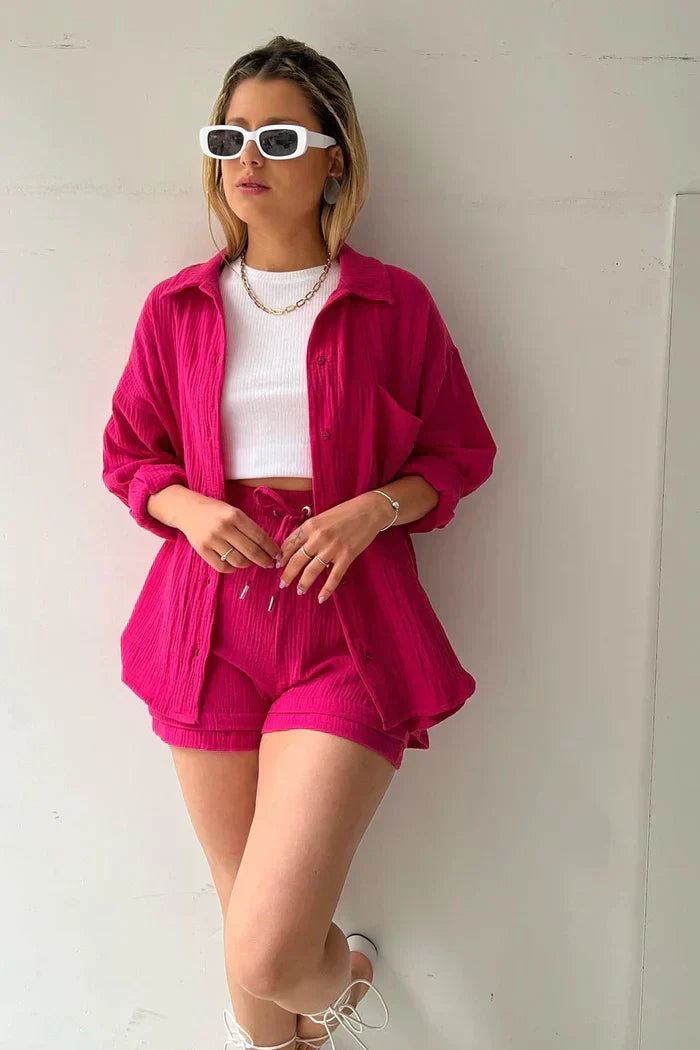 Conjunto casual de dos piezas para mujer con top y pantalón – FÉIA