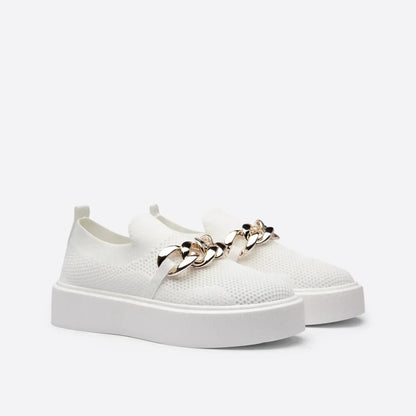 Zapatillas slip-on de mujer con cadena decorativa y suela gruesa – RAPHAËLLE