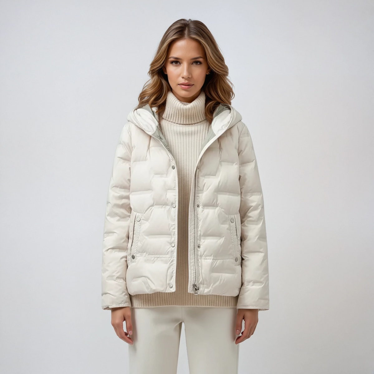 Abrigo de invierno acolchado con capucha para mujer – NOARA