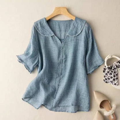 Top camisero con cuello y botones para mujer – BODIA