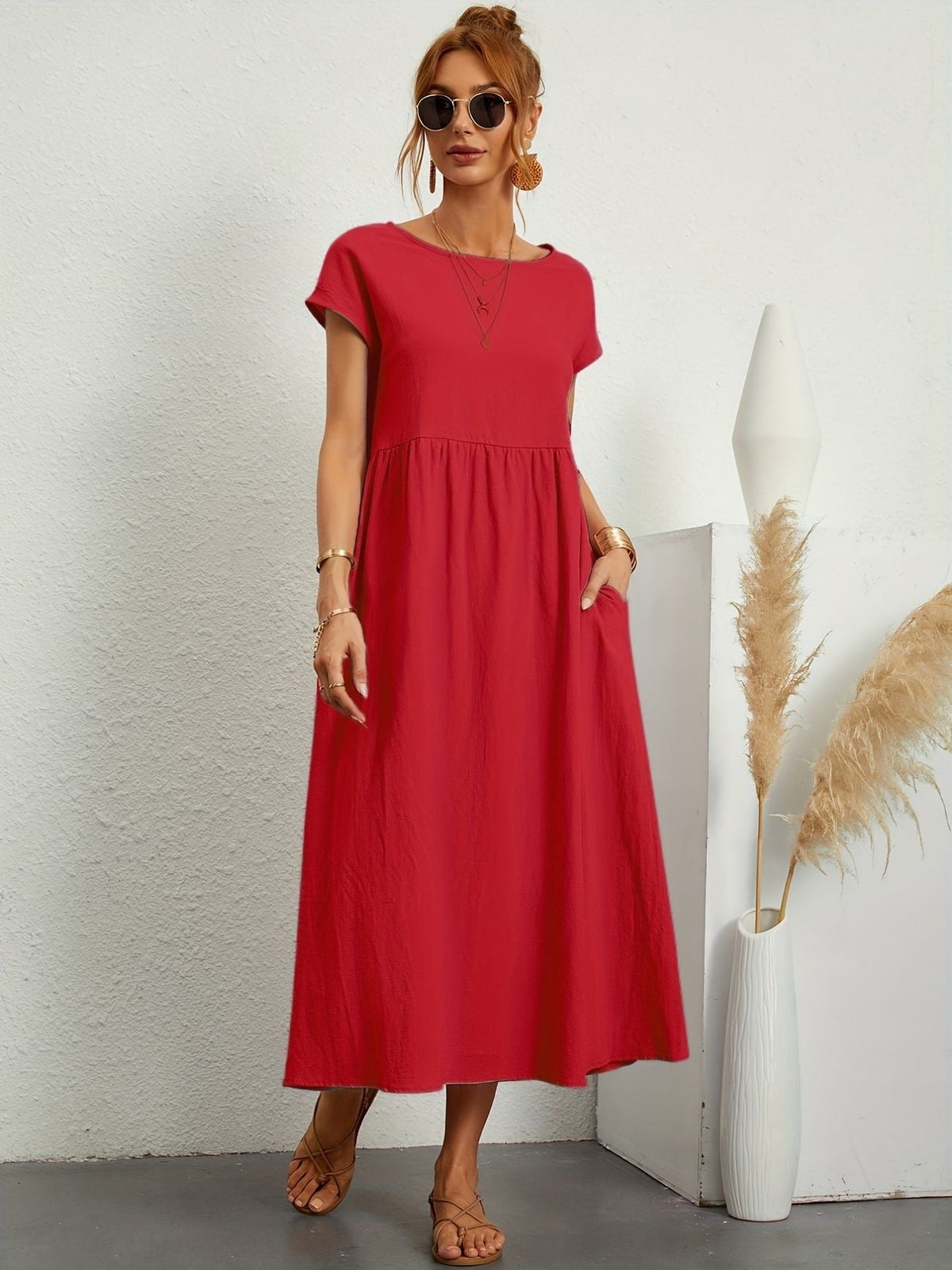 Vestido de lino elegante para mujer con corte relajado – GRETA