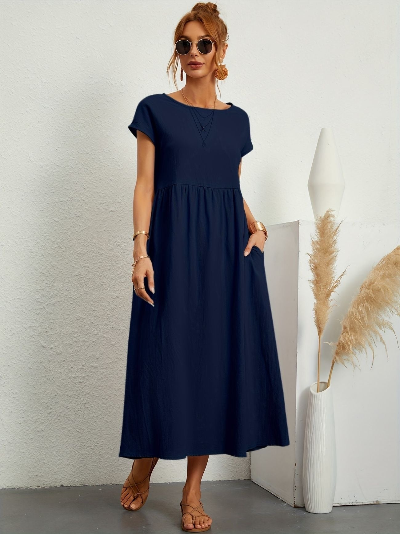 Vestido de lino con corte fluido y estilo natural – GRETA