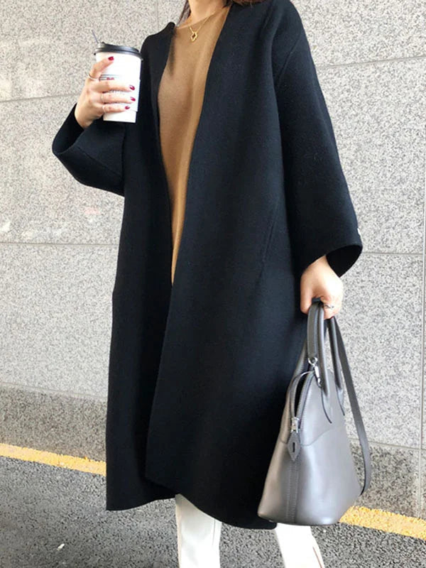 Abrigo largo de mujer en lana elegante con corte clásico – NADINE
