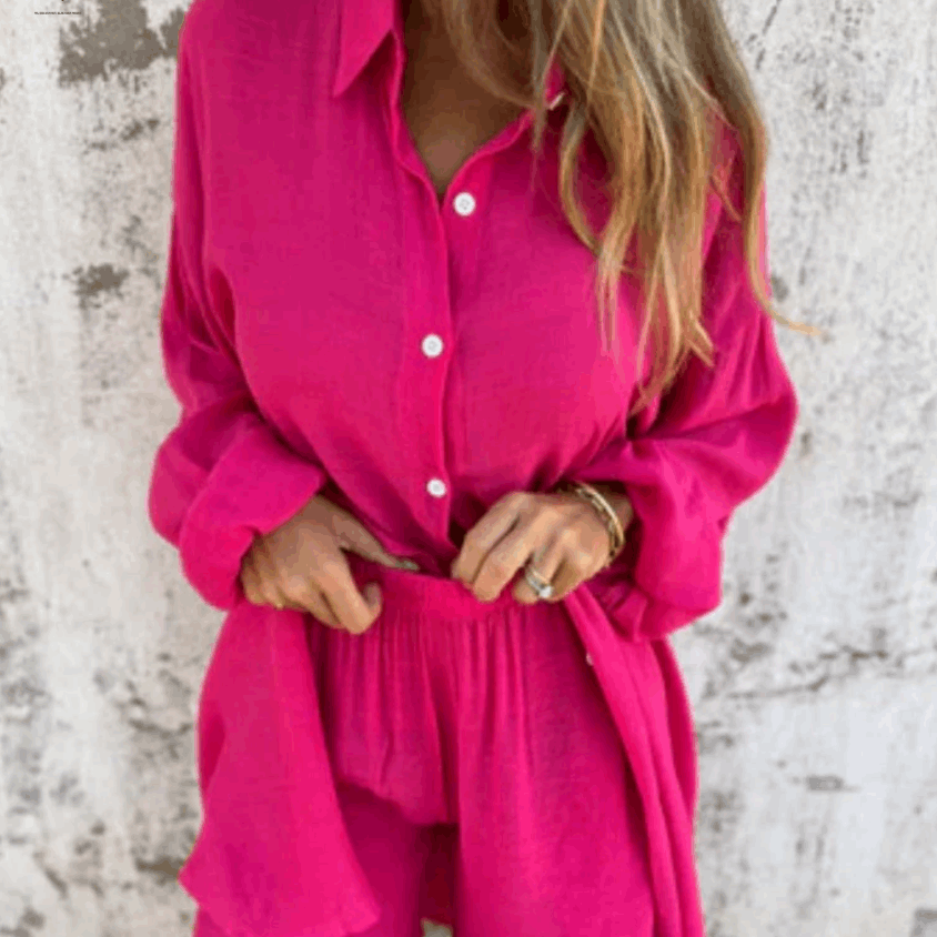 Conjunto veraniego de dos piezas con blusa y shorts cómodos – LONYA