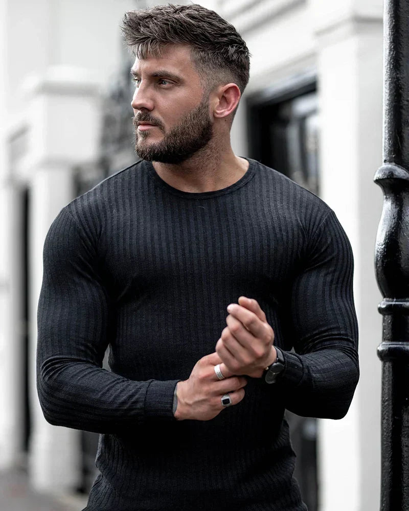 Jersey de punto acanalado para hombre con ajuste entallado – BRAYNOR