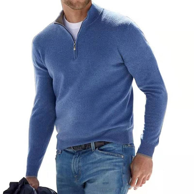 JAIRON – Suéter casual de hombre con media cremallera y manga larga