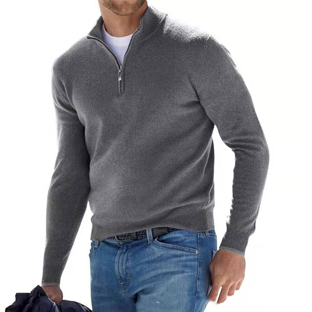 JAIRON – Suéter casual de hombre con media cremallera y manga larga